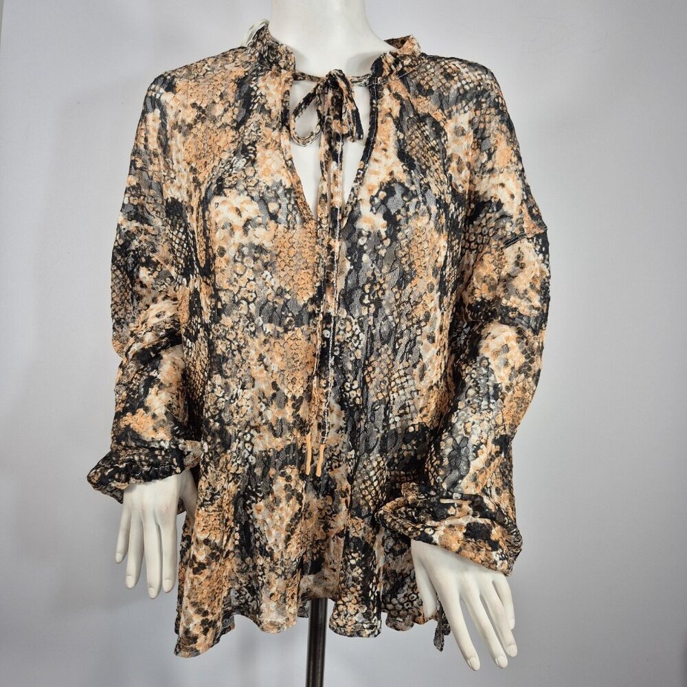 Free People Women's Juniors Out For The Night Top Tunic in Snake Combo Size S 40